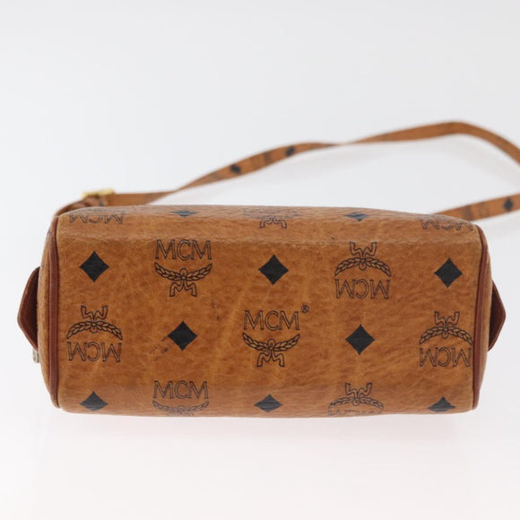 MCM Logogram Vicetos Mini Boston Bag PVC 2way Brown Gold Auth 179932