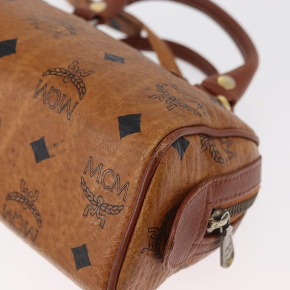 MCM Logogram Vicetos Mini Boston Bag PVC 2way Brown Gold Auth 179932