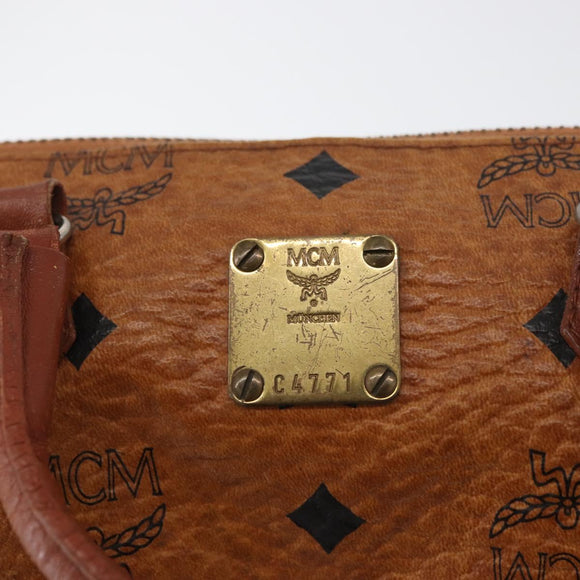 MCM Logogram Vicetos Mini Boston Bag PVC 2way Brown Gold Auth 179932