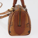 MCM Logogram Vicetos Mini Boston Bag PVC 2way Brown Gold Auth 179932-4