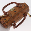 MCM Logogram Vicetos Mini Boston Bag PVC 2way Brown Gold Auth 179932-6