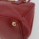 PRADA Handtas Safiano leer 2-weg Rood Goud Authenticatie 179933-16