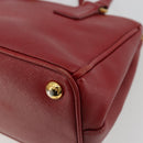 PRADA Handtas Safiano leer 2-weg Rood Goud Authenticatie 179933-18