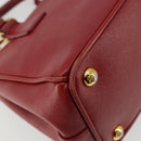 PRADA Handtas Safiano leer 2-weg Rood Goud Authenticatie 179933-19