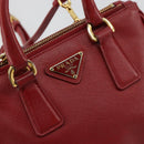 PRADA Handtas Safiano leer 2-weg Rood Goud Authenticatie 179933-20