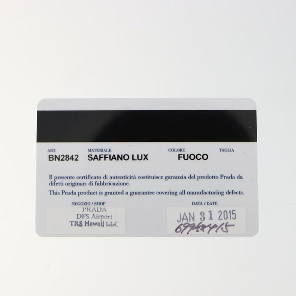 PRADA Handtas Safiano leer 2-weg Rood Goud Authenticatie 179933