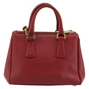 PRADA Handtas Safiano leer 2-weg Rood Goud Authenticatie 179933-2