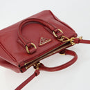 PRADA Handtas Safiano leer 2-weg Rood Goud Authenticatie 179933-6