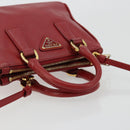 PRADA Handtas Safiano leer 2-weg Rood Goud Authenticatie 179933-7