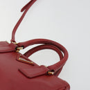 PRADA Handtas Safiano leer 2-weg Rood Goud Authenticatie 179933-14