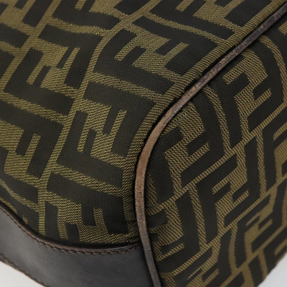 FENDI Zucca Canvas Shoulder Bag Black Brown Auth 179934A