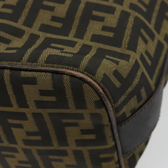 FENDI Zucca Canvas Shoulder Bag Black Brown Auth 179934A