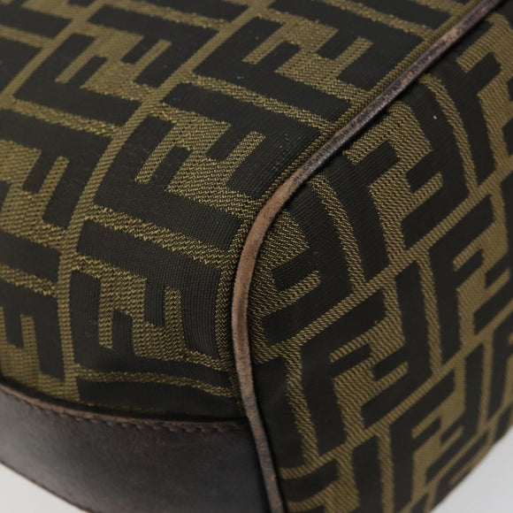 FENDI Zucca Canvas Shoulder Bag Black Brown Auth 179934A