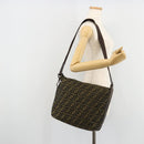 FENDI Zucca Canvas Shoulder Bag Black Brown Auth 179934A-22