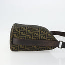 FENDI Zucca Canvas Shoulder Bag Black Brown Auth 179934A-3