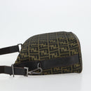 FENDI Zucca Canvas Shoulder Bag Black Brown Auth 179934A-4