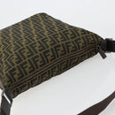 FENDI Zucca Canvas Shoulder Bag Black Brown Auth 179934A-6