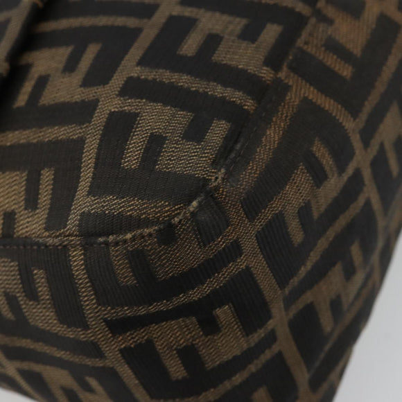 FENDI Zucca Canvas Mamma Baguette Shoulder Bag Black Brown Auth 179939A