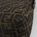FENDI Zucca Canvas Mamma Baguette Shoulder Bag Black Brown Auth 179939A-16