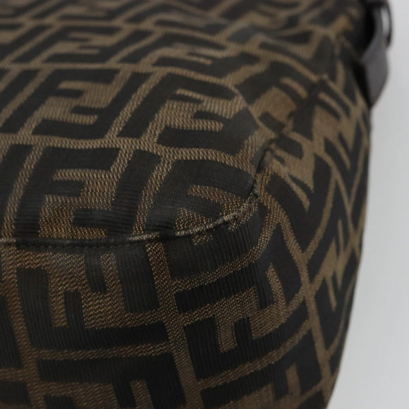 FENDI Zucca Canvas Mamma Baguette Shoulder Bag Black Brown Auth 179939A