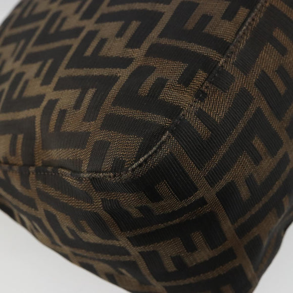 FENDI Zucca Canvas Mamma Baguette Shoulder Bag Black Brown Auth 179939A