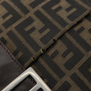 FENDI Zucca Canvas Mamma Baguette Shoulder Bag Black Brown Auth 179939A-9
