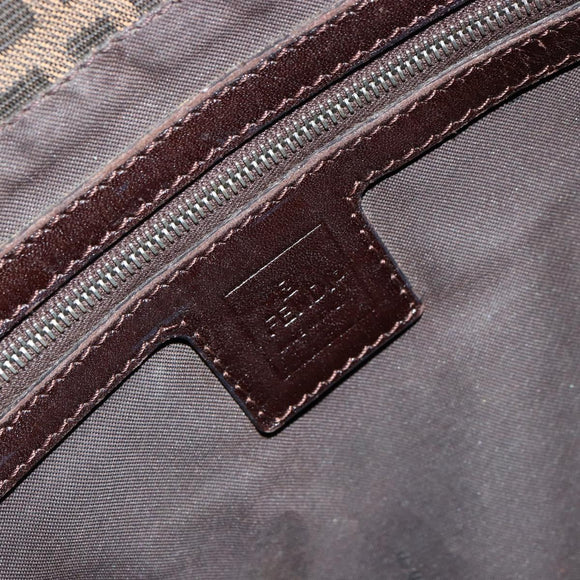 FENDI Zucca Canvas Mamma Baguette Shoulder Bag Black Brown Auth 179939A