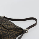 FENDI Zucca Canvas Mamma Baguette Shoulder Bag Black Brown Auth 179939A-8