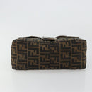 FENDI Zucca Canvas Mamma Baguette Shoulder Bag Black Brown Auth 179939A-5