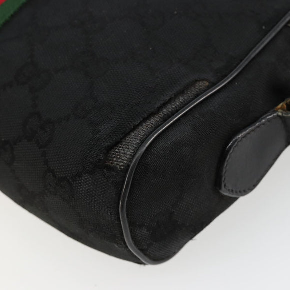 GUCCI GG Canvas Web Sherry Line Bag Black Gold Red 67 01 5654 Auth 179945
