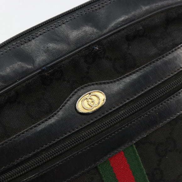 GUCCI GG Canvas Web Sherry Line Bag Black Gold Red 67 01 5654 Auth 179945