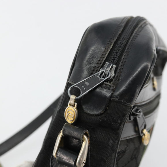 GUCCI GG Canvas Web Sherry Line Bag Black Gold Red 67 01 5654 Auth 179945
