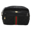 GUCCI GG Canvas Web Sherry Line Bag Black Gold Red 67 01 5654 Auth 179945-2
