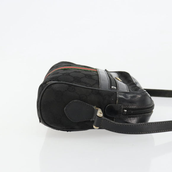 GUCCI GG Canvas Web Sherry Line Bag Black Gold Red 67 01 5654 Auth 179945
