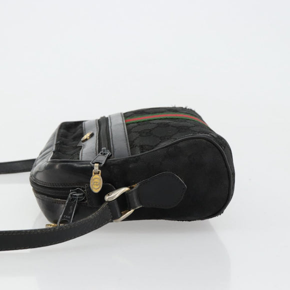 GUCCI GG Canvas Web Sherry Line Bag Black Gold Red 67 01 5654 Auth 179945