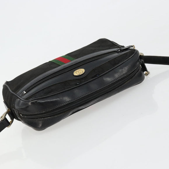 GUCCI GG Canvas Web Sherry Line Bag Black Gold Red 67 01 5654 Auth 179945