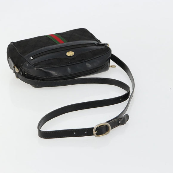 GUCCI GG Canvas Web Sherry Line Bag Black Gold Red 67 01 5654 Auth 179945