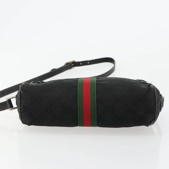GUCCI GG Canvas Web Sherry Line Bag Black Gold Red 67 01 5654 Auth 179945
