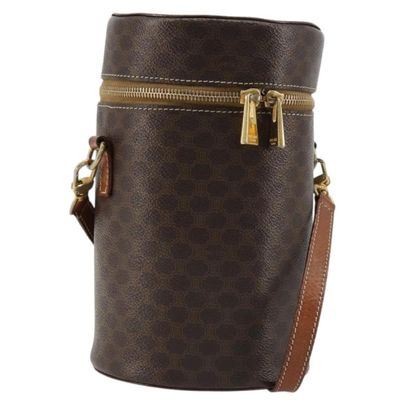 CELINE Macadam Canvas Shoulder Bag PVC Leather Brown Gold Auth 179946