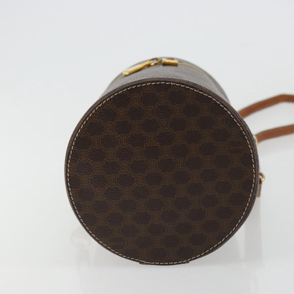 CELINE Macadam Canvas Shoulder Bag PVC Leather Brown Gold Auth 179946
