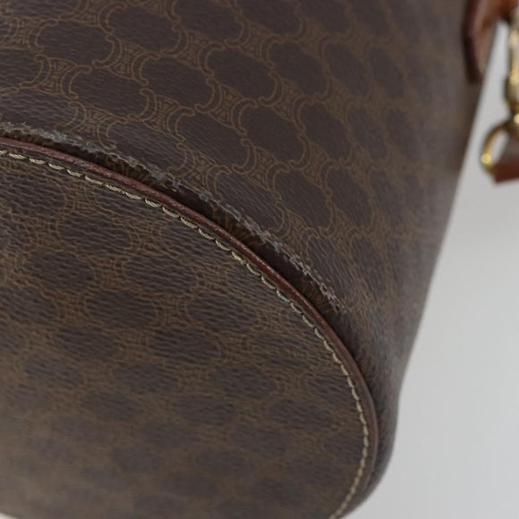 CELINE Macadam Canvas Shoulder Bag PVC Leather Brown Gold Auth 179946