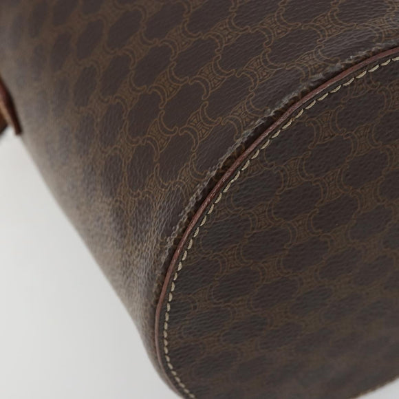 CELINE Macadam Canvas Shoulder Bag PVC Leather Brown Gold Auth 179946