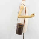 CELINE Macadam Canvas Shoulder Bag PVC Leather Brown Gold Auth 179946-23