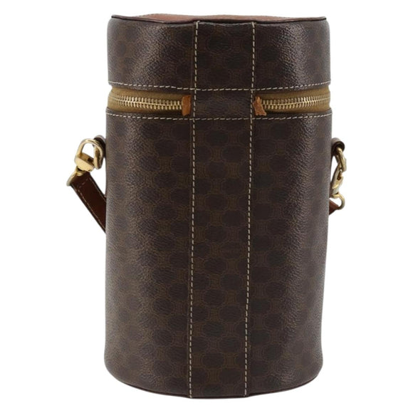 CELINE Macadam Canvas Shoulder Bag PVC Leather Brown Gold Auth 179946