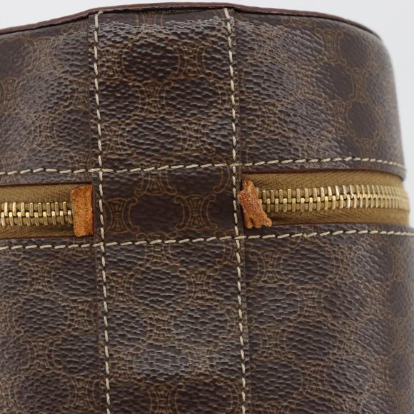 CELINE Macadam Canvas Shoulder Bag PVC Leather Brown Gold Auth 179946
