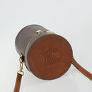 CELINE Macadam Canvas Shoulder Bag PVC Leather Brown Gold Auth 179946-7