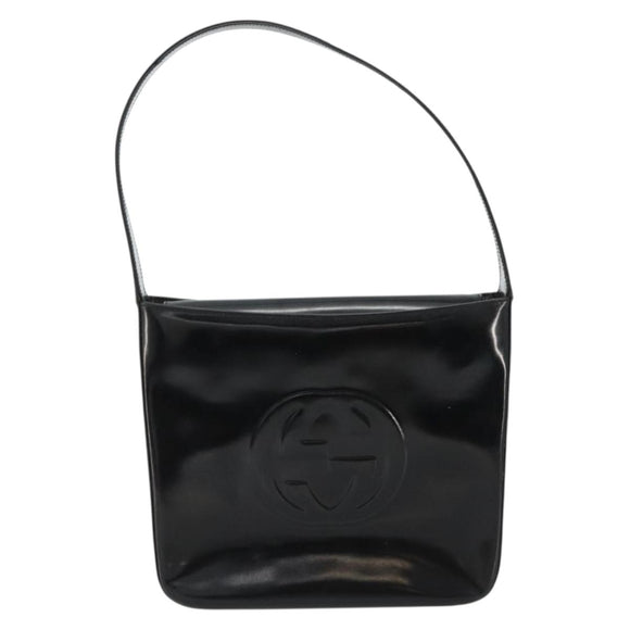 GUCCI Soho Shoulder Bag Patent leather Black Silver Auth 179948