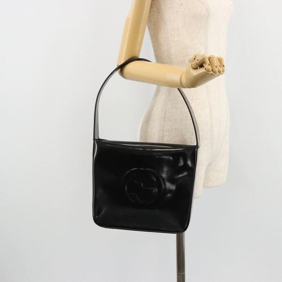 GUCCI Soho Shoulder Bag Patent leather Black Silver Auth 179948