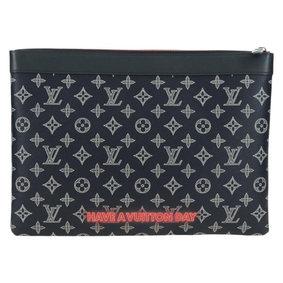 LOUIS VUITTON Monogram Ink Pochette Apollo Clutch Bag Navy M62905 Auth 179951M