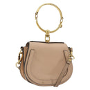 Chloe Nile Hand Bag Leather 2way Beige Gold Auth 179953A-1